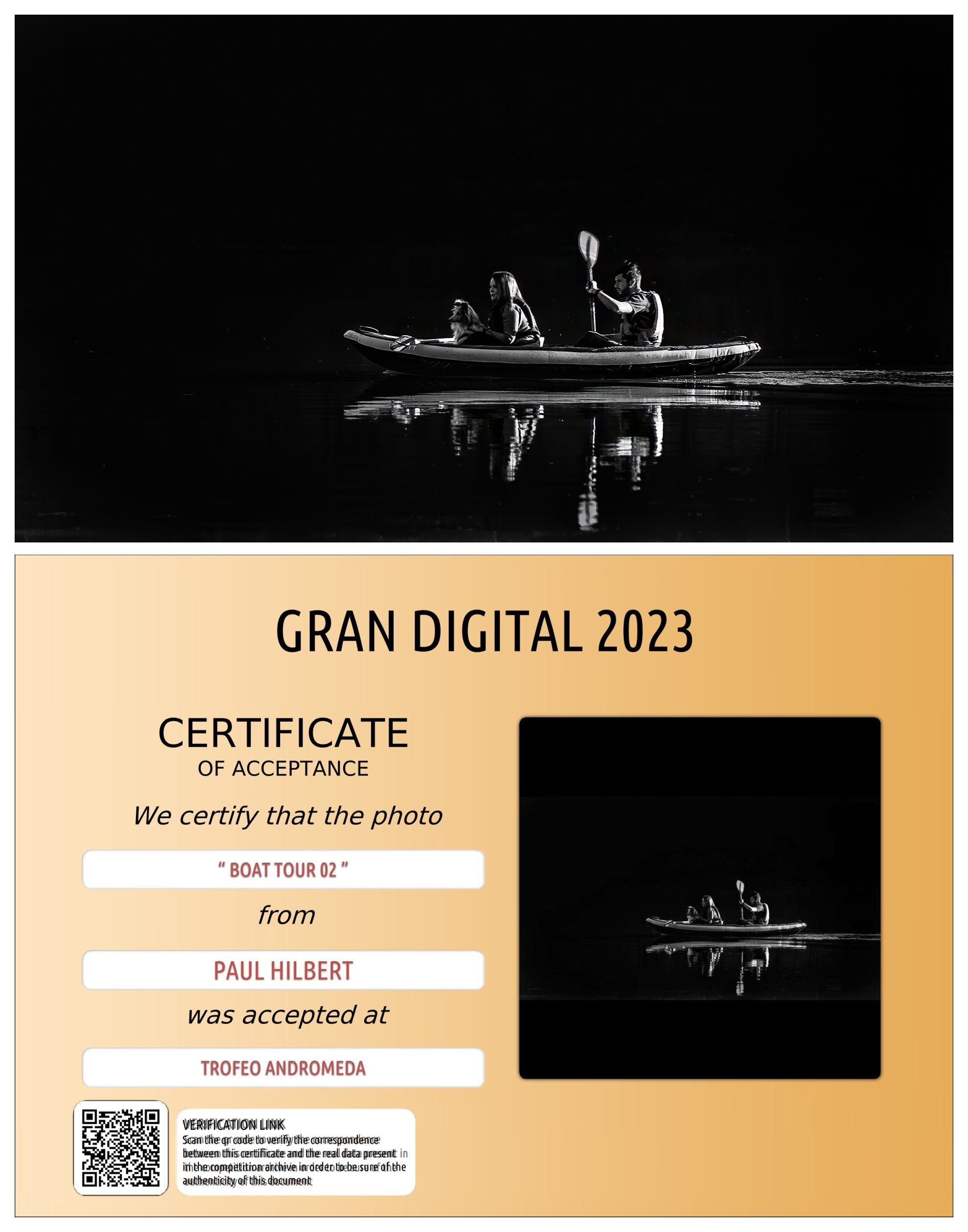 CIRCOLO FOTOGRAFICO ARNO – ITALY; Gran Digital 2023; Boat Tour with dog; Bootstour mit Hund; Paul Hilbert